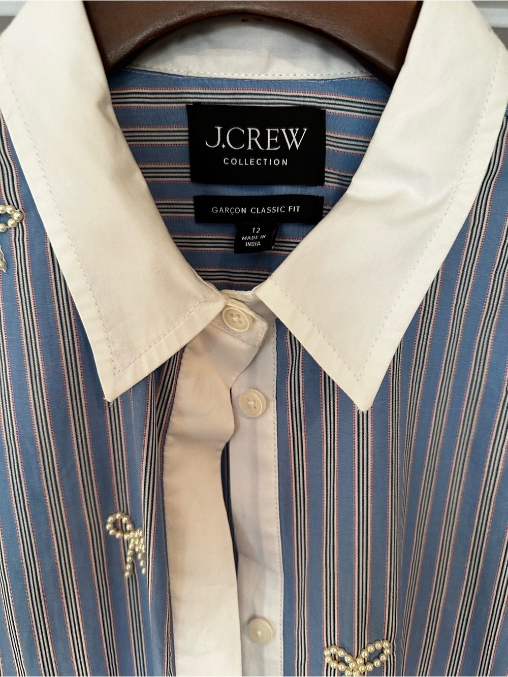 J. Crew Collection Garçon Striped Dress Shirt with Contrast Collar, sz12